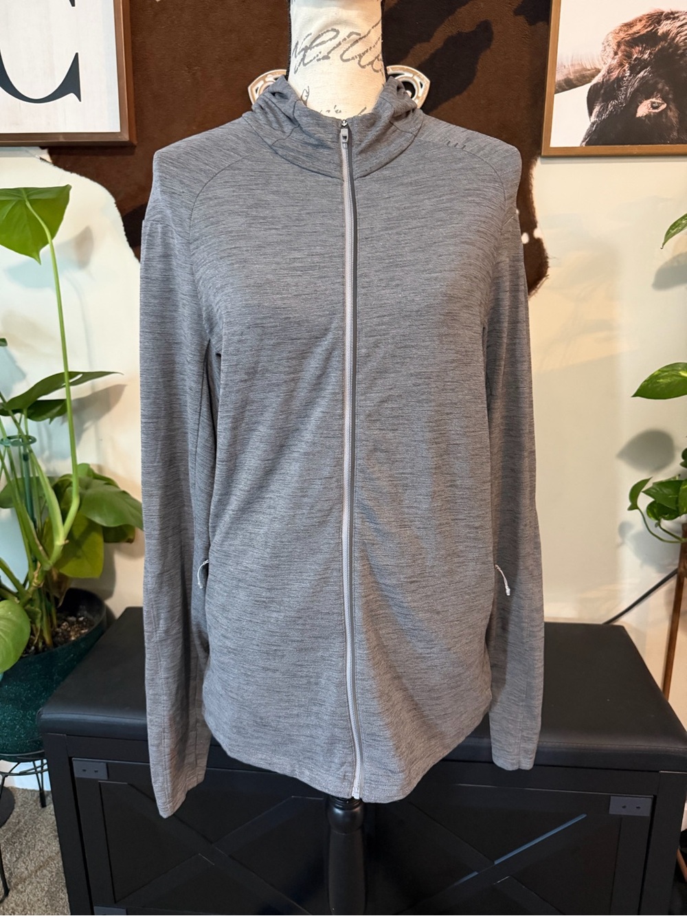 lululemon athletica Heather Gray Full-Zip Hooded Jacket